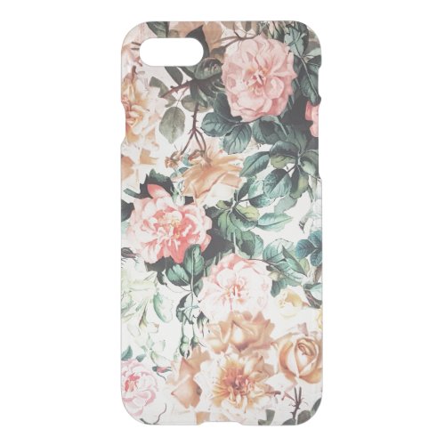 Vintage green pink yellow country chic floral iPhone SE87 case