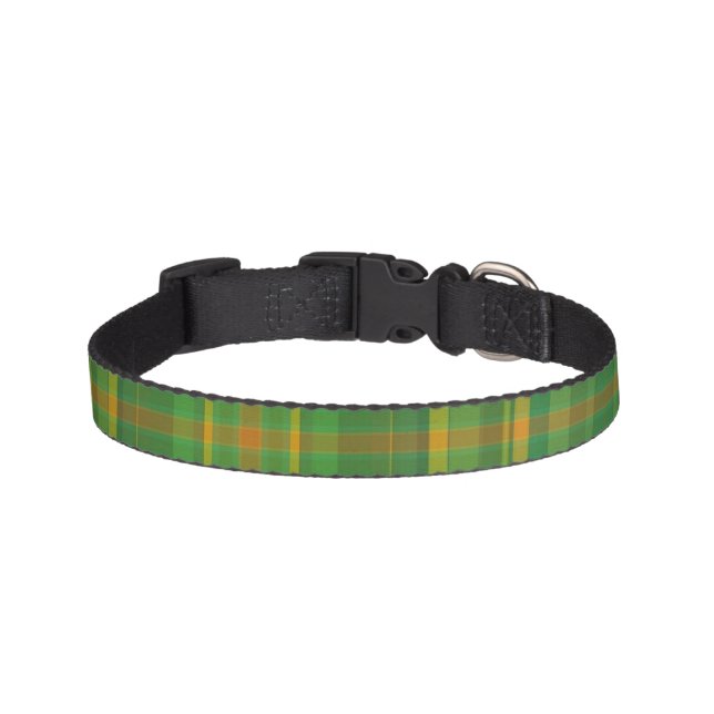 Vintage green plaid celtic dog collar (Front)