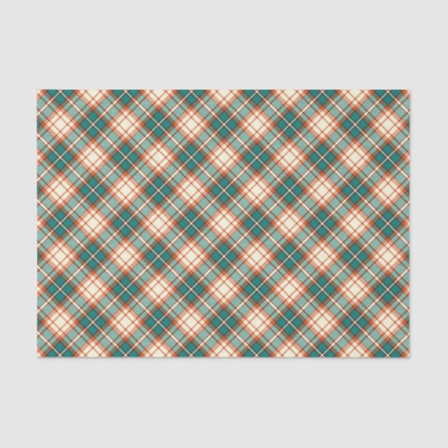 Vintage Green Plaid Checkered Tissue Paper (Front)