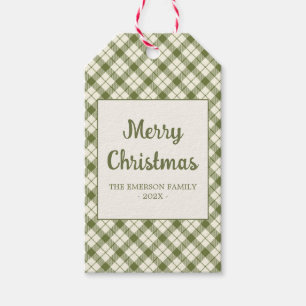 Vintage Green Plaid Christmas Gift Tags