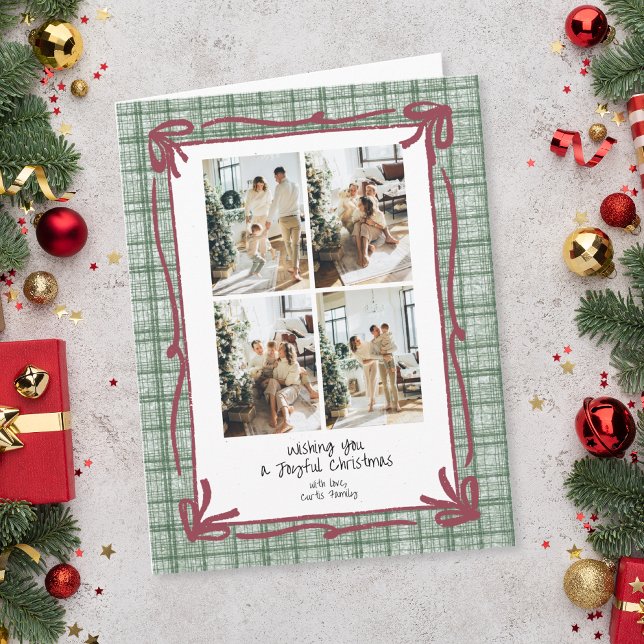 Vintage Green Plaid Christmas Photo Card (Creator Uploaded)
