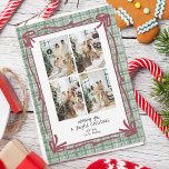 Vintage Green Plaid Christmas Photo Card<br><div class="desc">Celebrate the holidays in timeless style with this vintage plaid Christmas card. The design features a textured green plaid background with a hand-drawn style red rustic border, creating a warm and nostalgic frame for your family photos. Personalize with your favorite pictures and holiday greeting to share the joy of the...</div>
