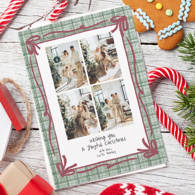 Vintage Green Plaid Christmas Photo Card (Creator Uploaded)