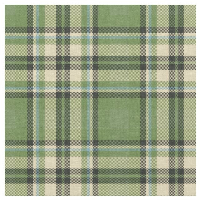 Vintage Green Plaid Fabric (Close Up)