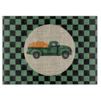 Vintage Green Pumpkin Truck  Cutting Board