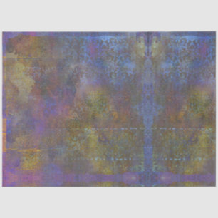 Vintage Green Purple Copper Damask Grunge Patina Tissue Paper