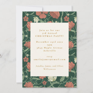Vintage Green Red Floral Christmas Holiday Party Invitation
