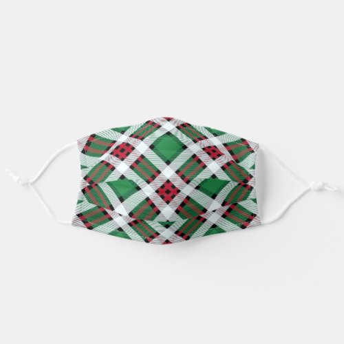 Vintage Green  Red Plaid Patterns Adult Cloth Face Mask