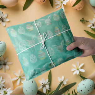 Vintage green retro Easter eggs Tissue Paper