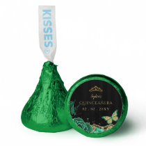 Vintage Green Roses Black Gold Lace Quinceañera Hershey®'s Kisses®