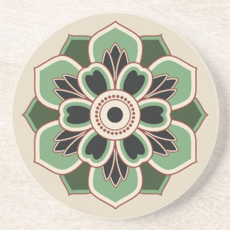 vintage green rosette pattern coaster