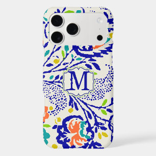 Vintage Green Royal Blue Damask Monogram iPhone 5 iPhone 17 Pro Max Case
