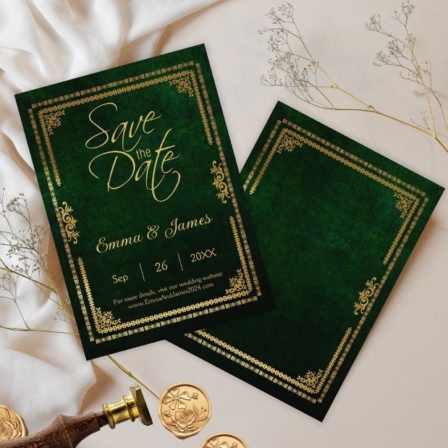 Vintage Green Rustic Fairytale Book Cover Theme  Save The Date (Creator Uploaded)
