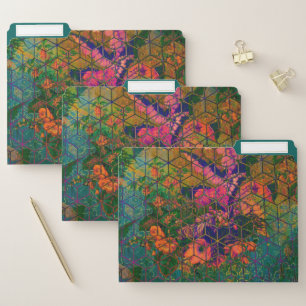 Vintage Green Safari Tropical Jungle Wildlife Lion File Folder