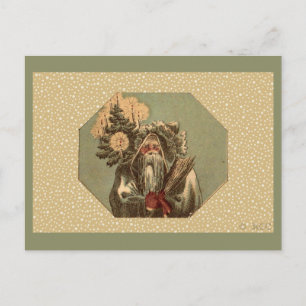 Vintage Green Santa Claus St. Nicholas Holiday Postcard