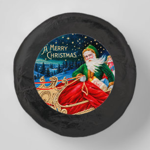Vintage Green Santa Sleigh Starry Night Christmas Dipped Oreo Cookie Favors