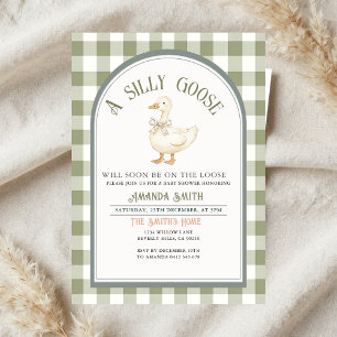 Vintage Green Silly Goose Baby Shower  Invitation