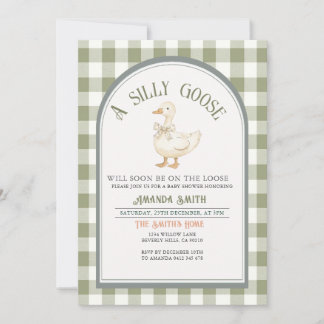 Vintage Green Silly Goose Baby Shower Invitation