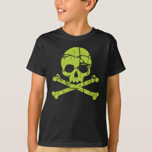 Vintage Green Skull and Crossbones T-Shirt