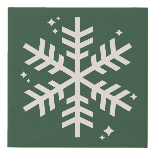 Vintage Green Snowflake Christmas Faux Canvas Print (Front)