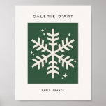 Vintage Green Snowflake Christmas Poster<br><div class="desc">Christmas Illustration – Snowflake – Green Holiday Christmas Print.</div>