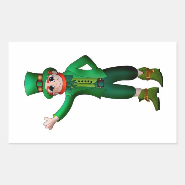 Vintage Green St Patrick Irish leprechaun Rectangular Sticker (Front)