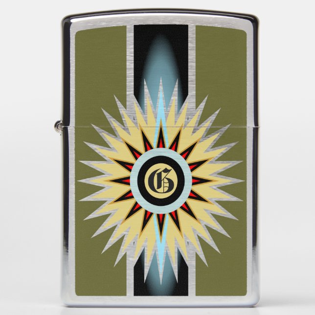 Vintage Green Starburst Zippo Lighter (Front)