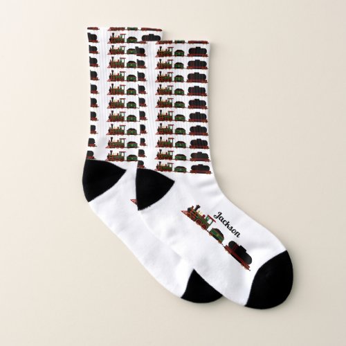 Vintage Green Steam Train Socks