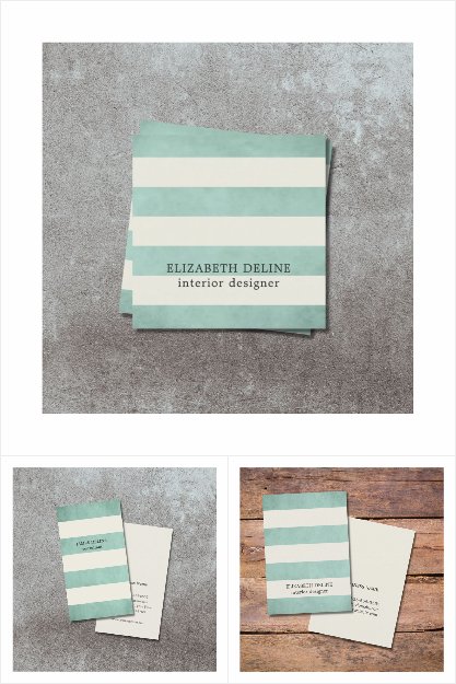 Vintage Green Striped Business Items