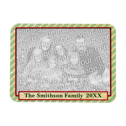 Vintage Green Striped Photo Template Magnet