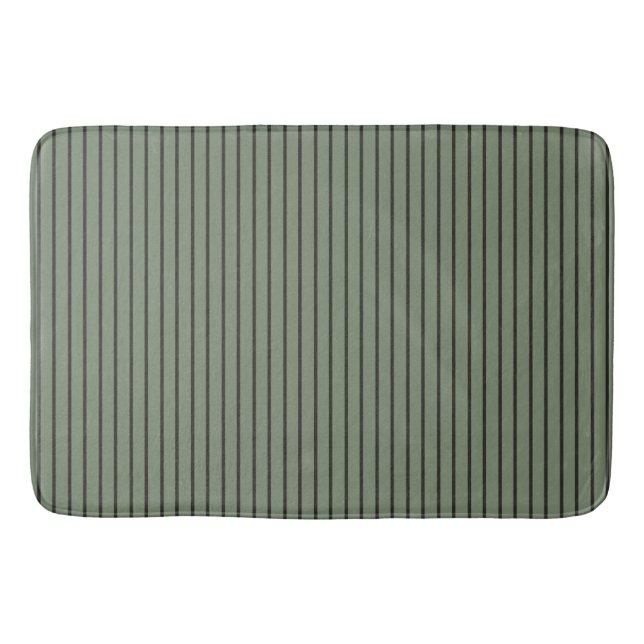 Vintage Green Stripes  Bath Mat (Front)