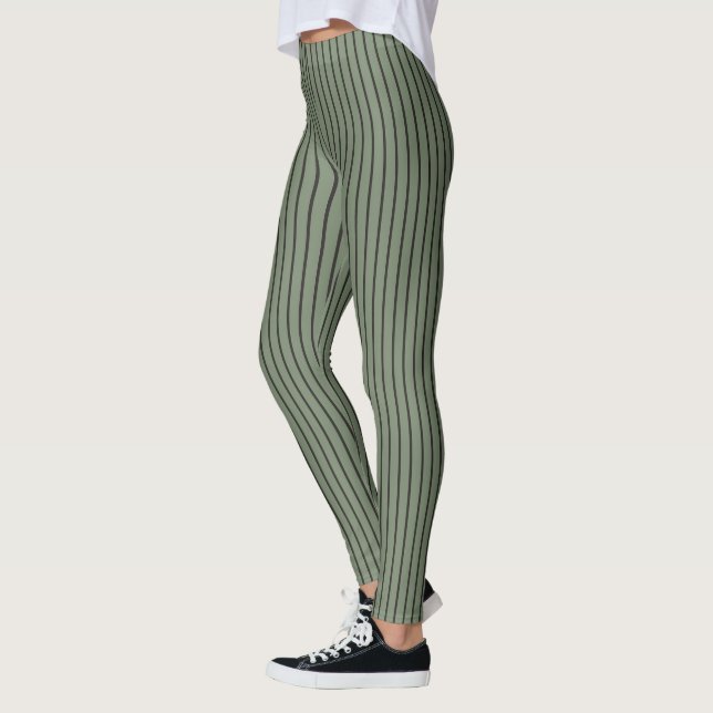 Vintage Green Stripes  Leggings (Left)