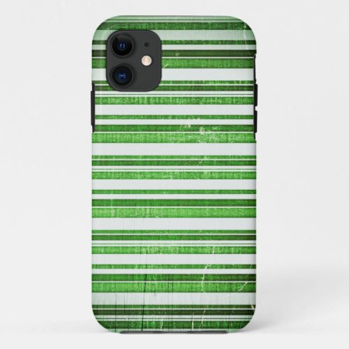 Vintage Green Stripes Pattern iPhone 11 Case