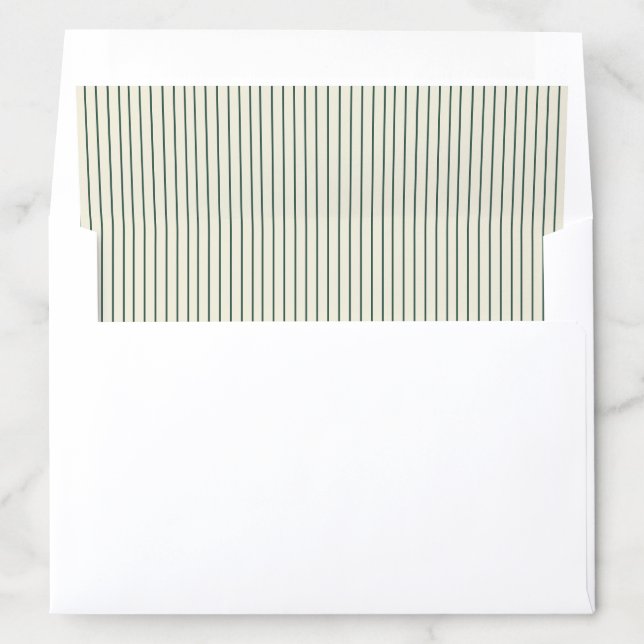 Vintage Green Stripes Wedding Envelope Liner (In Envelope)
