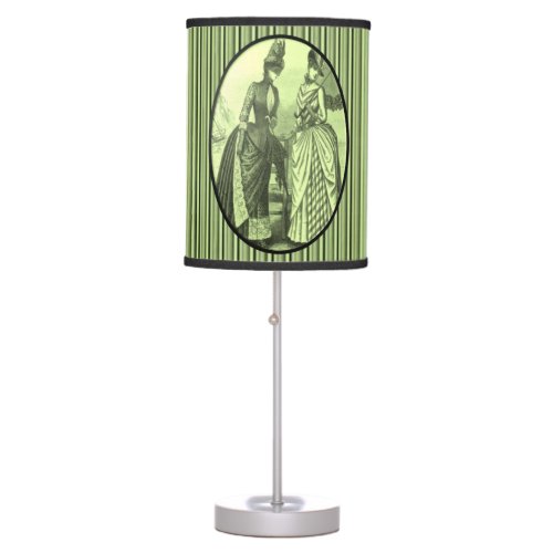 vintage green stripped womens lamp shade