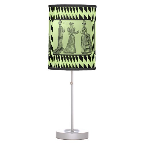 vintage green stripped womens lamp shade