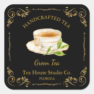 Vintage Green Tea Square Label