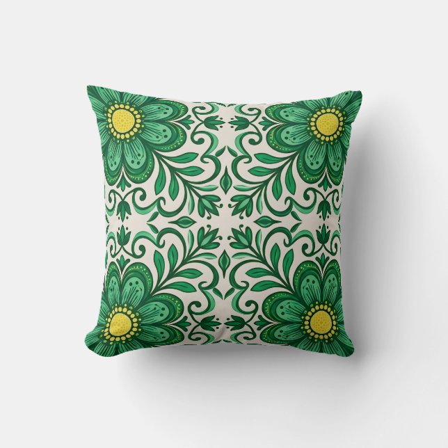 Vintage Green  Throw Pillow (Front)