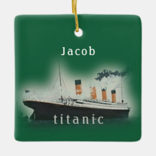Vintage Green Titanic Christmas Ceramic Ornament