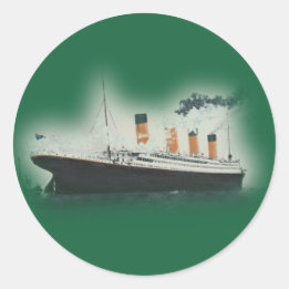 Vintage Green Titanic Ship Christmas Classic Round Sticker