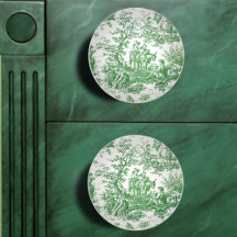 Vintage green toile de jouy printed