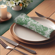 Vintage green toile de jouy printed cloth napkin