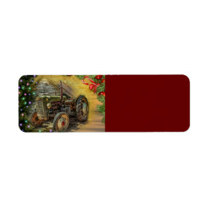Vintage Green Tractor Christmas Label