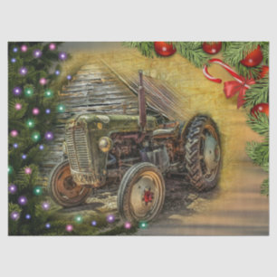 Vintage Green Tractor Christmas Tissue Paper