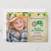 Vintage Green Tractor Photo Birthday Party Invitation (Front)