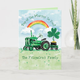 Vintage Green Tractor St. Patrick's Day Card
