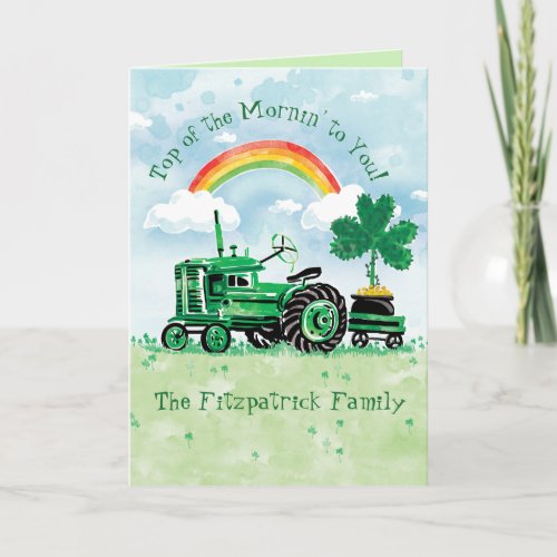 Vintage Green Tractor St Patricks Day Card