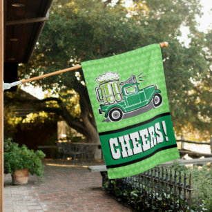 Vintage Green Truck Green Beer Cheers House Flag