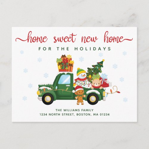 Vintage Green Truck Home Sweet New Home  Moving Announcement Postcard