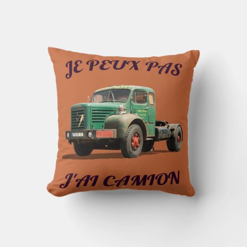 Vintage Green Truck – Retro Truck Illustration Throw Pillow